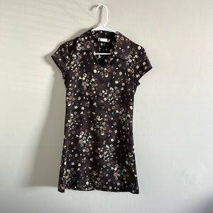 Floral print mini dress with colar